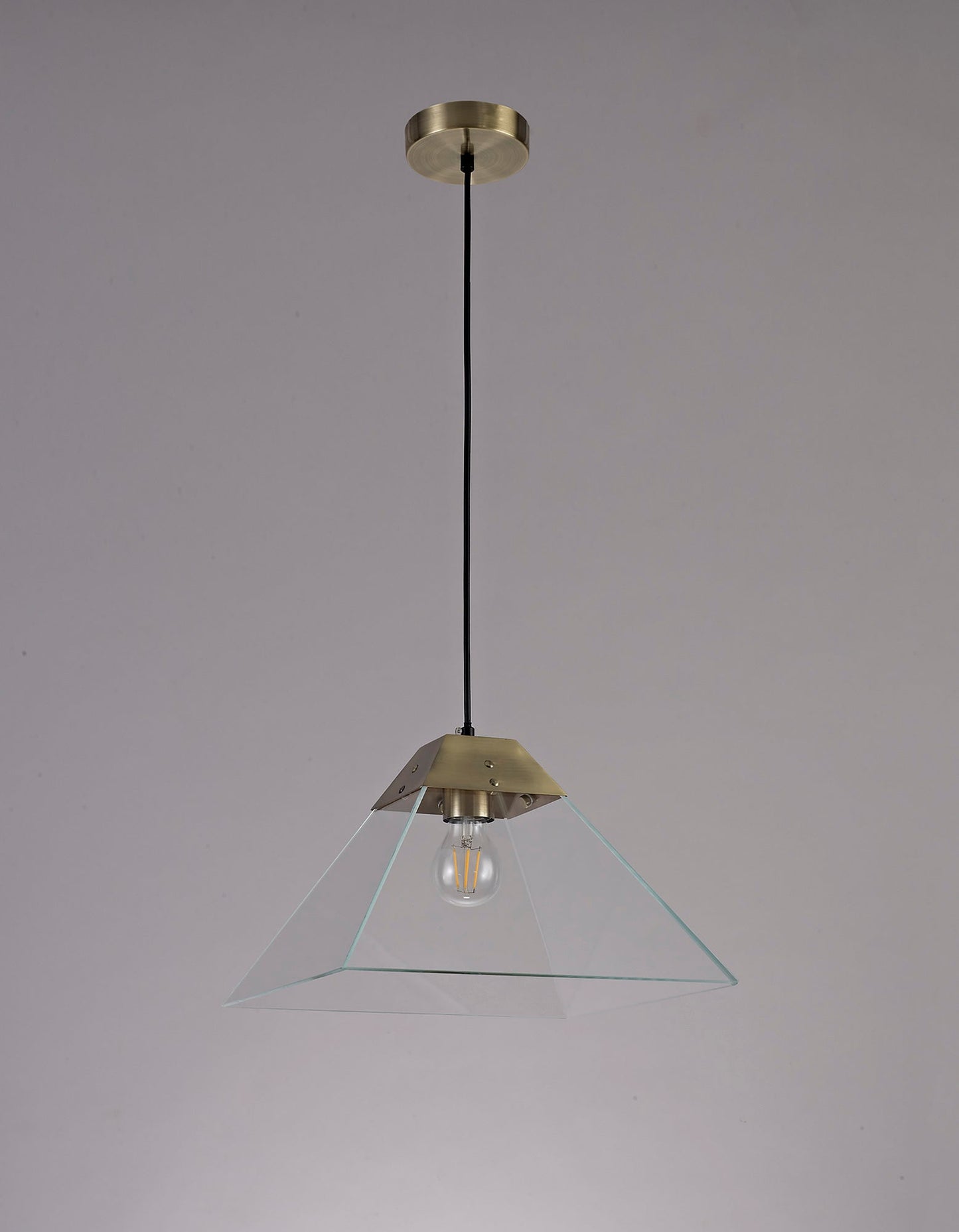 Whitley Square Pendant Large, 1 Light E27, Antique Brass 2