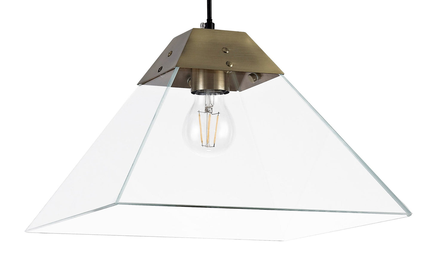 Whitley Square Pendant Large, 1 Light E27, Antique Brass 2