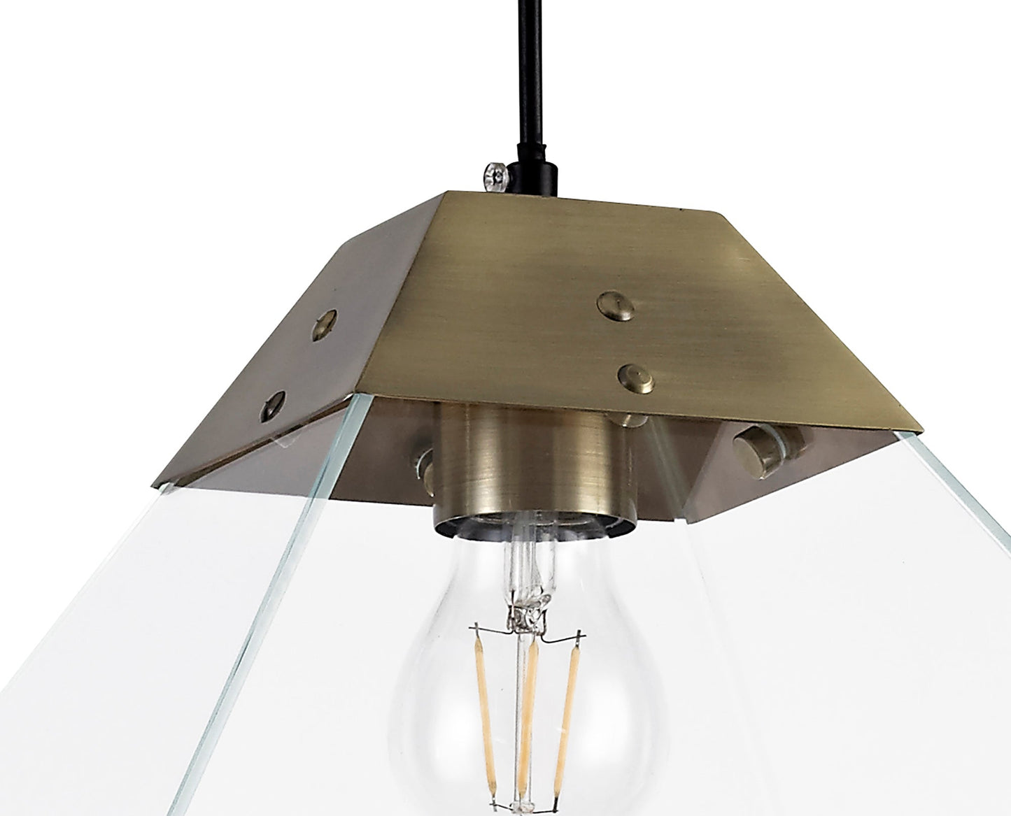 Whitley Square Pendant Large, 1 Light E27, Antique Brass 2