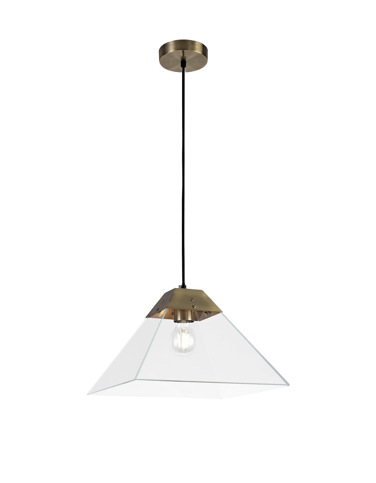 Whitley Square Pendant Large, 1 Light E27, Antique Brass 2