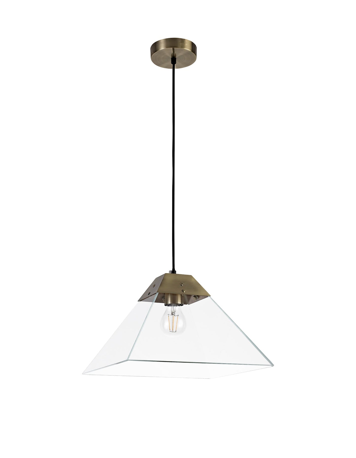 Whitley Square Pendant Large, 1 Light E27, Antique Brass 2