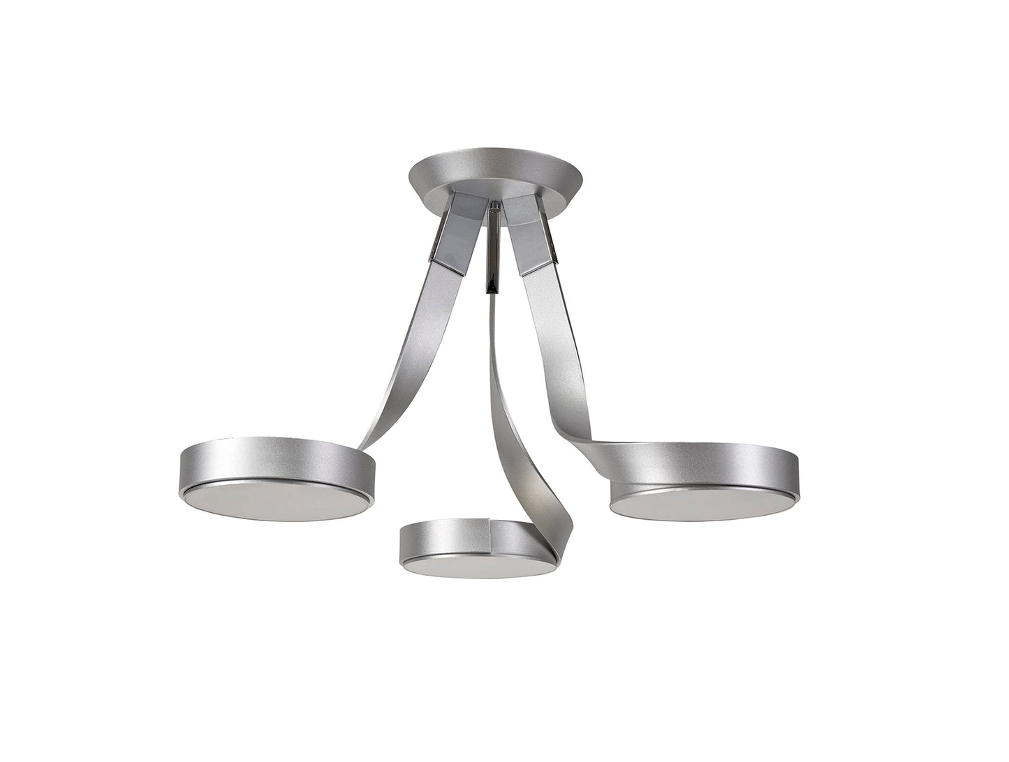 Willow 3 Light Semi Ceiling, 3 x 12W LED, 3000K, 2880lm, Silver and Polished Chrome, 3yrs Warranty