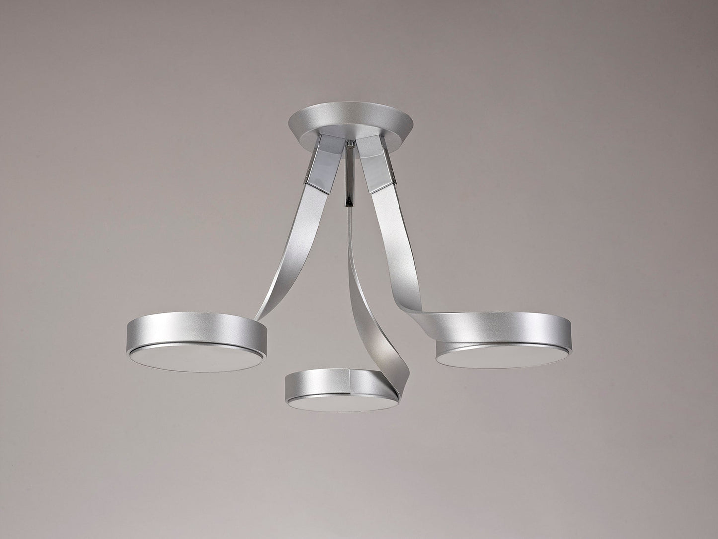 Willow 3 Light Semi Ceiling, 3 x 12W LED, 3000K, 2880lm, Silver and Polished Chrome, 3yrs Warranty