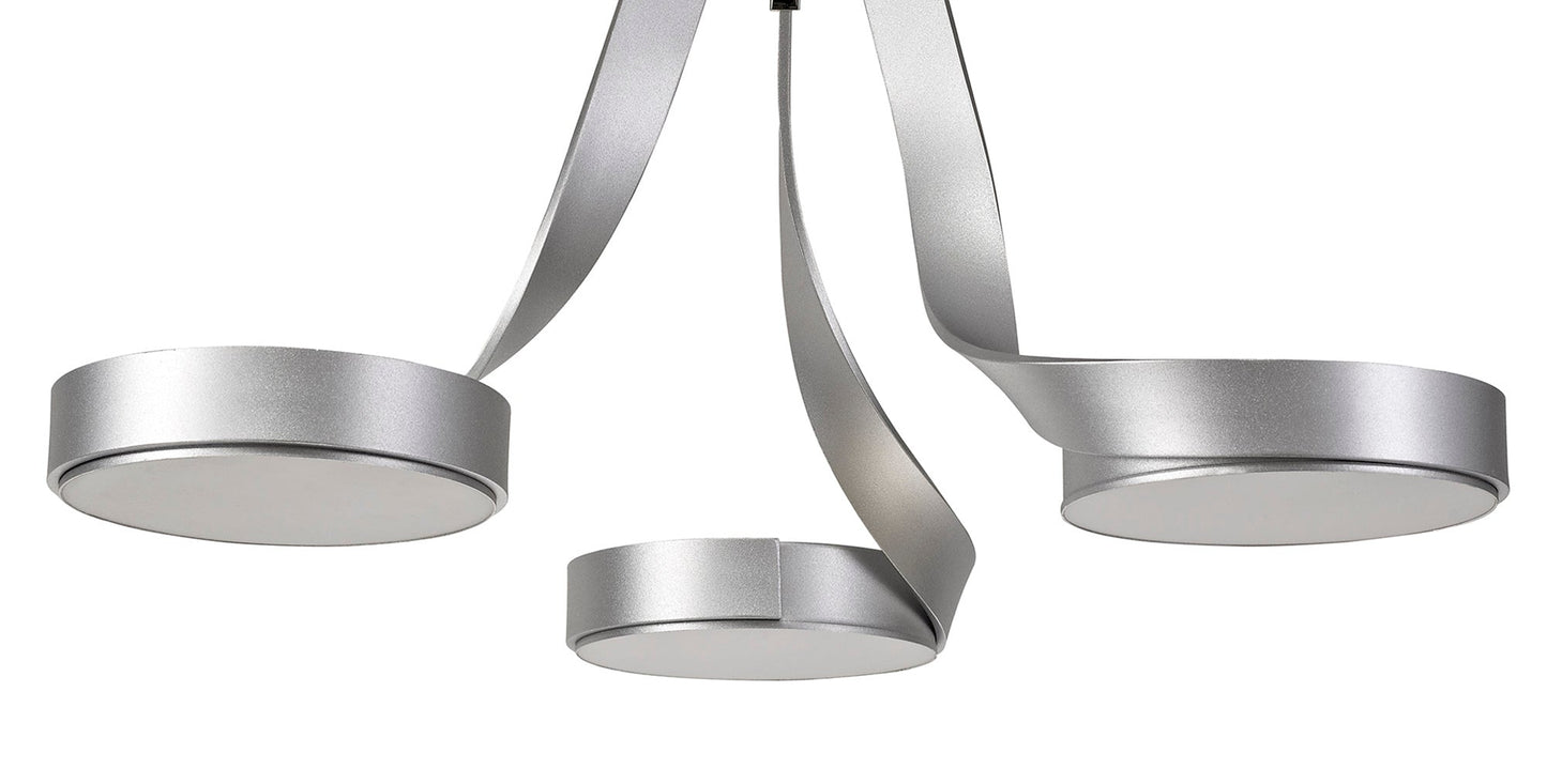 Willow 3 Light Semi Ceiling, 3 x 12W LED, 3000K, 2880lm, Silver and Polished Chrome, 3yrs Warranty