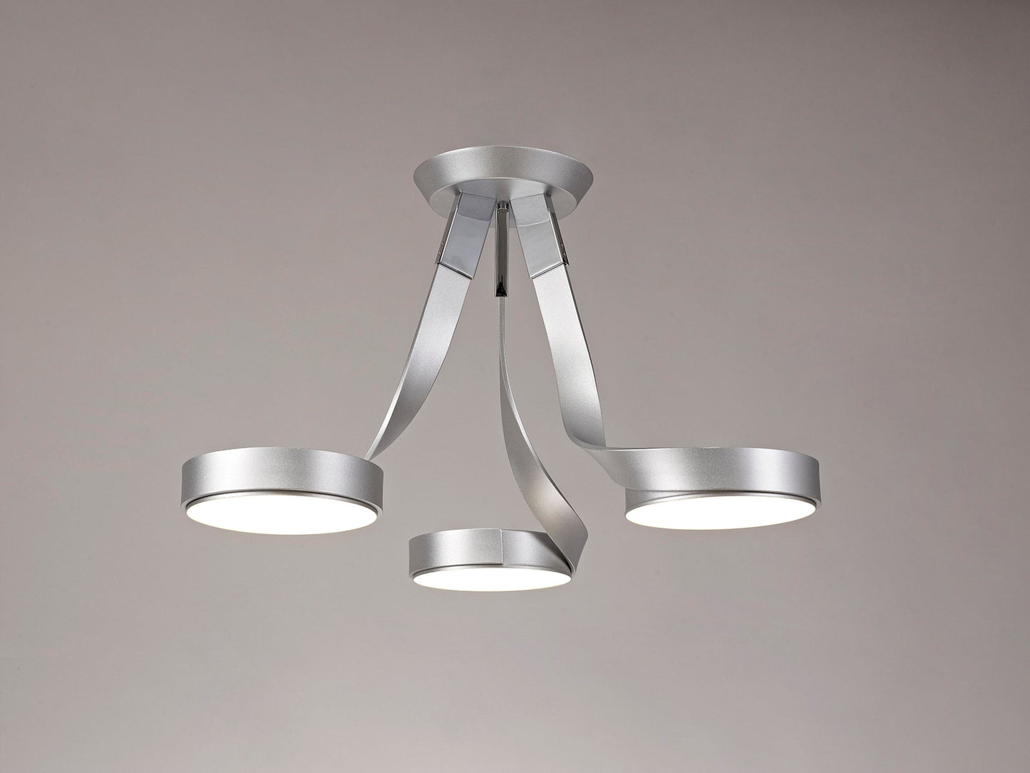 Willow 3 Light Semi Ceiling, 3 x 12W LED, 3000K, 2880lm, Silver and Polished Chrome, 3yrs Warranty