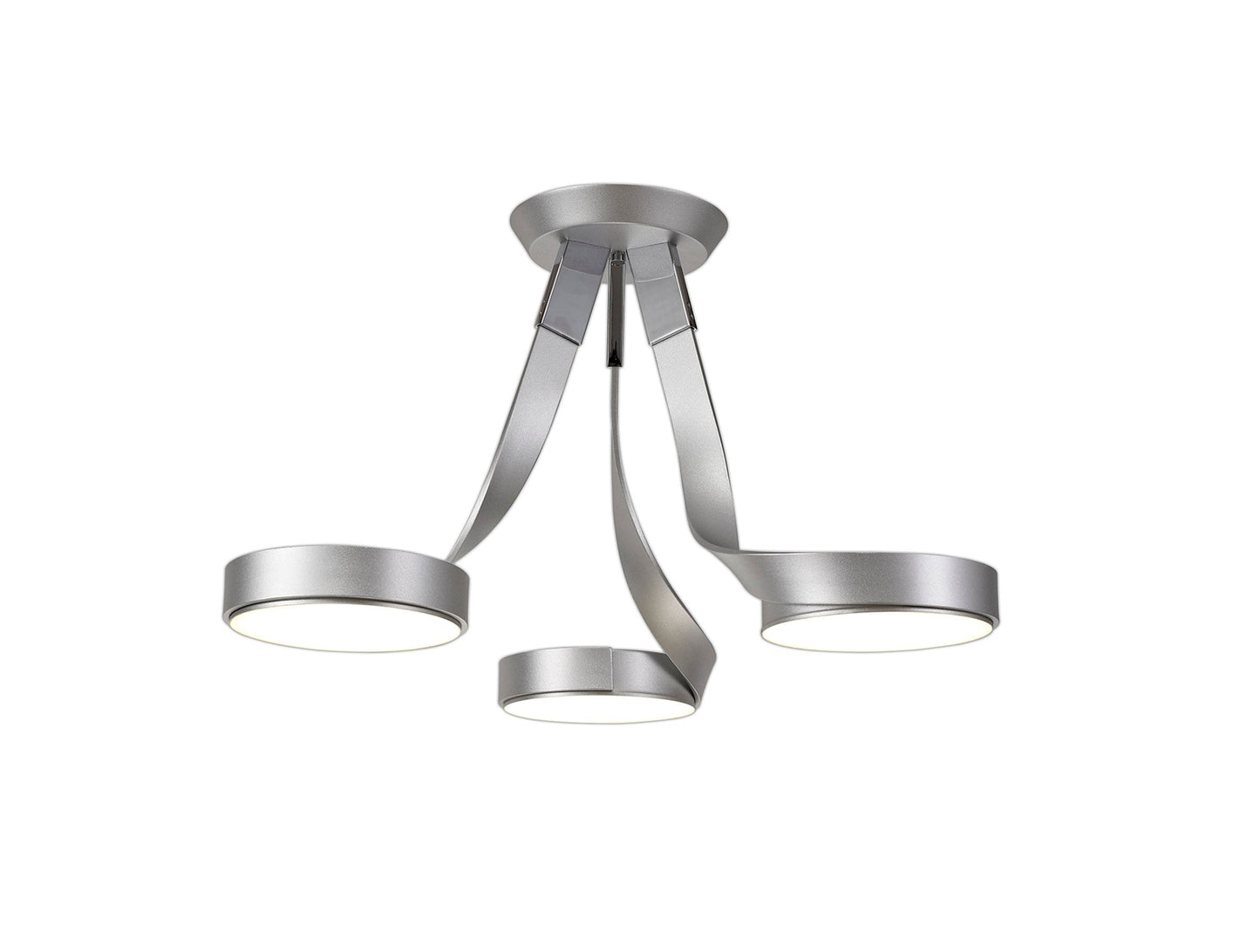 Willow 3 Light Semi Ceiling, 3 x 12W LED, 3000K, 2880lm, Silver and Polished Chrome, 3yrs Warranty