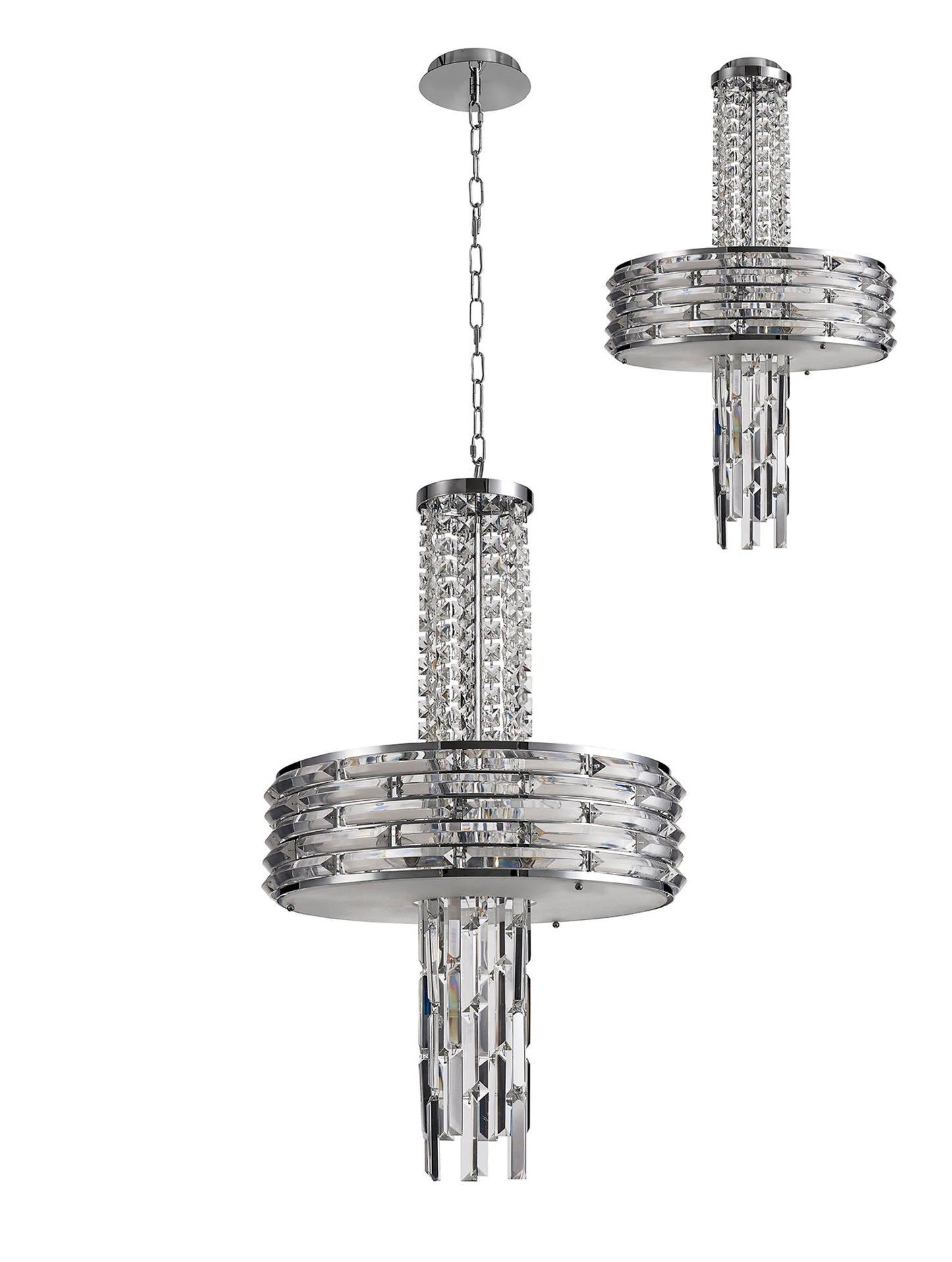 Wilmslow Pendant and Semi Ceiling Convertible, 7 x E14, Polished Chrome and Crystal