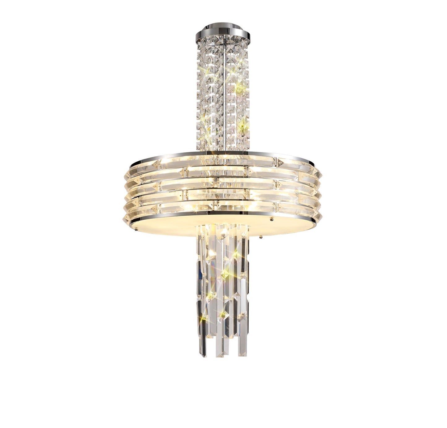 Wilmslow Pendant and Semi Ceiling Convertible, 7 x E14, Polished Chrome and Crystal
