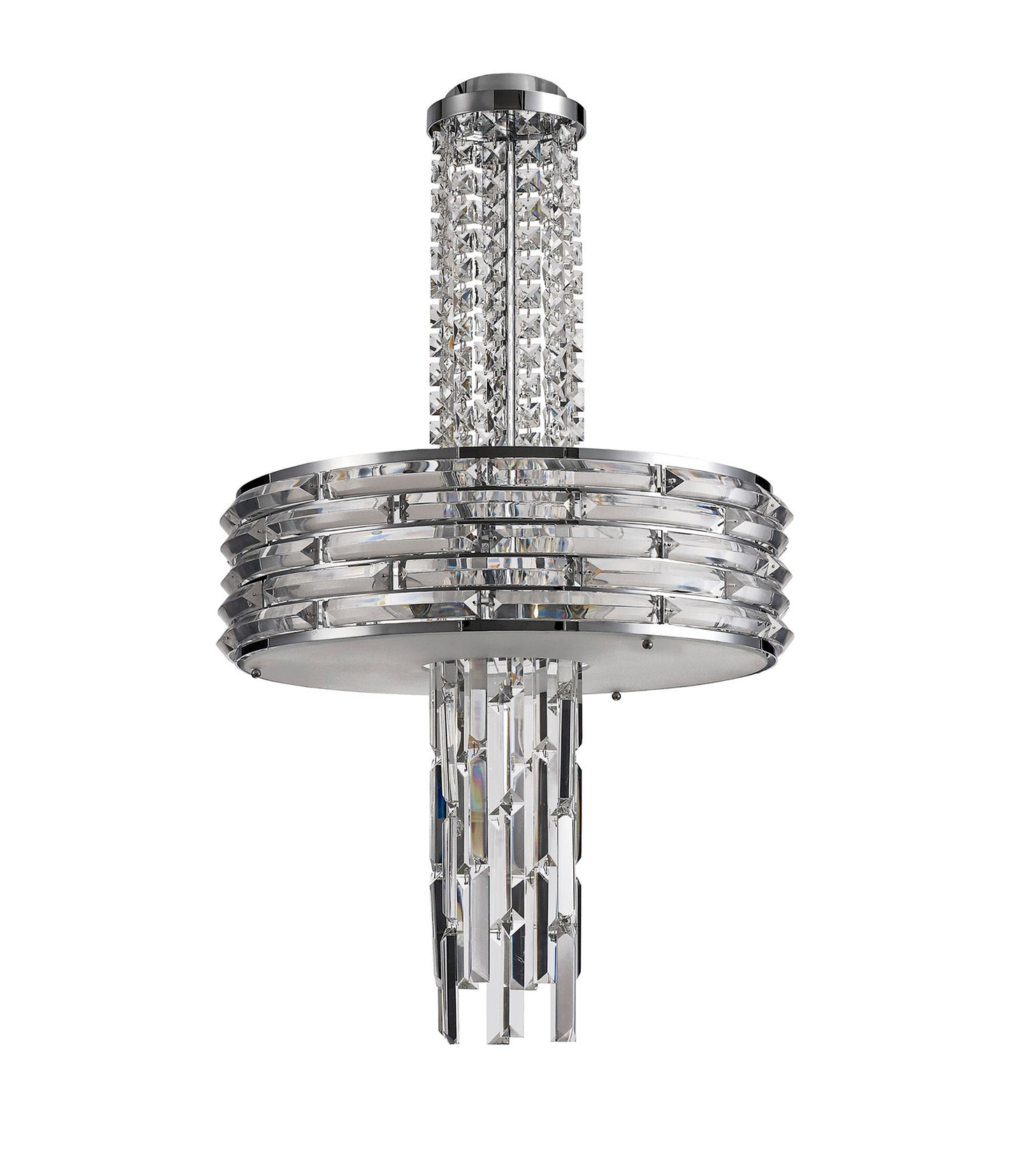Wilmslow Pendant and Semi Ceiling Convertible, 7 x E14, Polished Chrome and Crystal