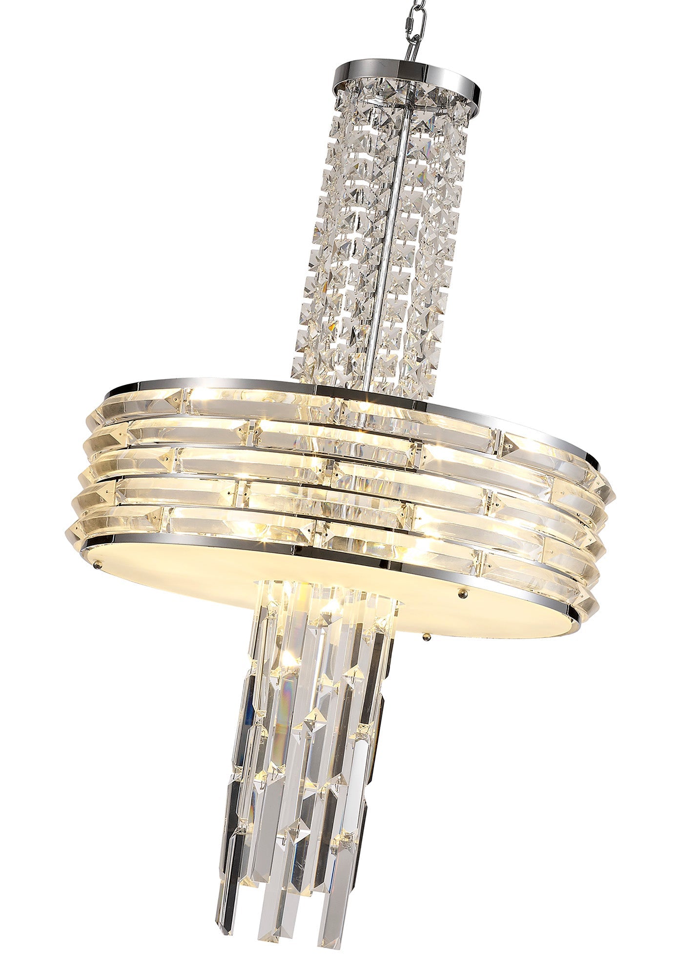 Wilmslow Pendant and Semi Ceiling Convertible, 7 x E14, Polished Chrome and Crystal