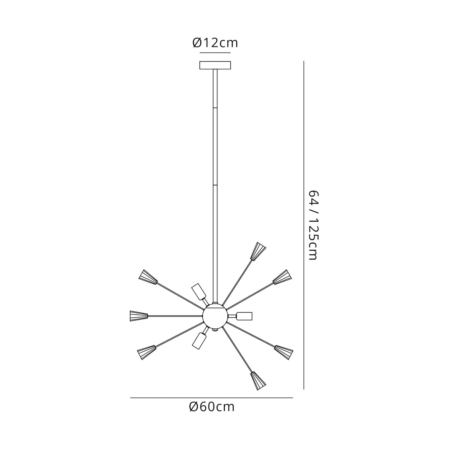 Knutsford Pendant Sputnik, 9 Light E14, Brushed Gold & Gloss Black and Crystal