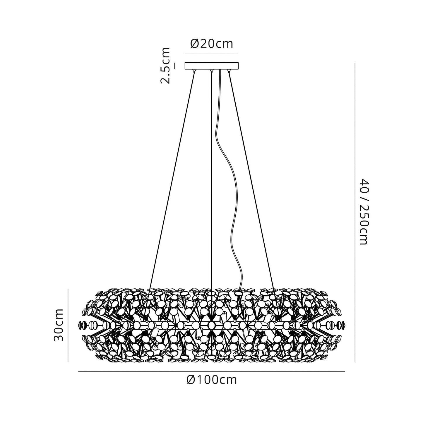 Prestbury Pendant 26 Light G9  Polished Chrome and Crystal