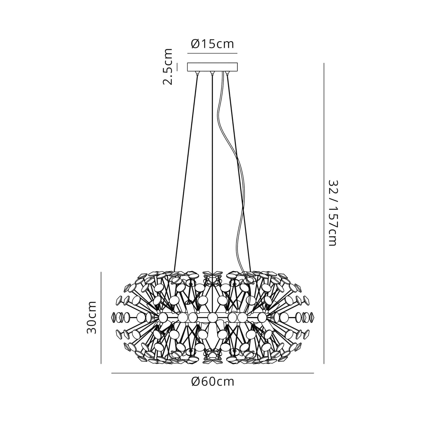 Prestbury Pendant 12 Light G9  French Gold and Crystal