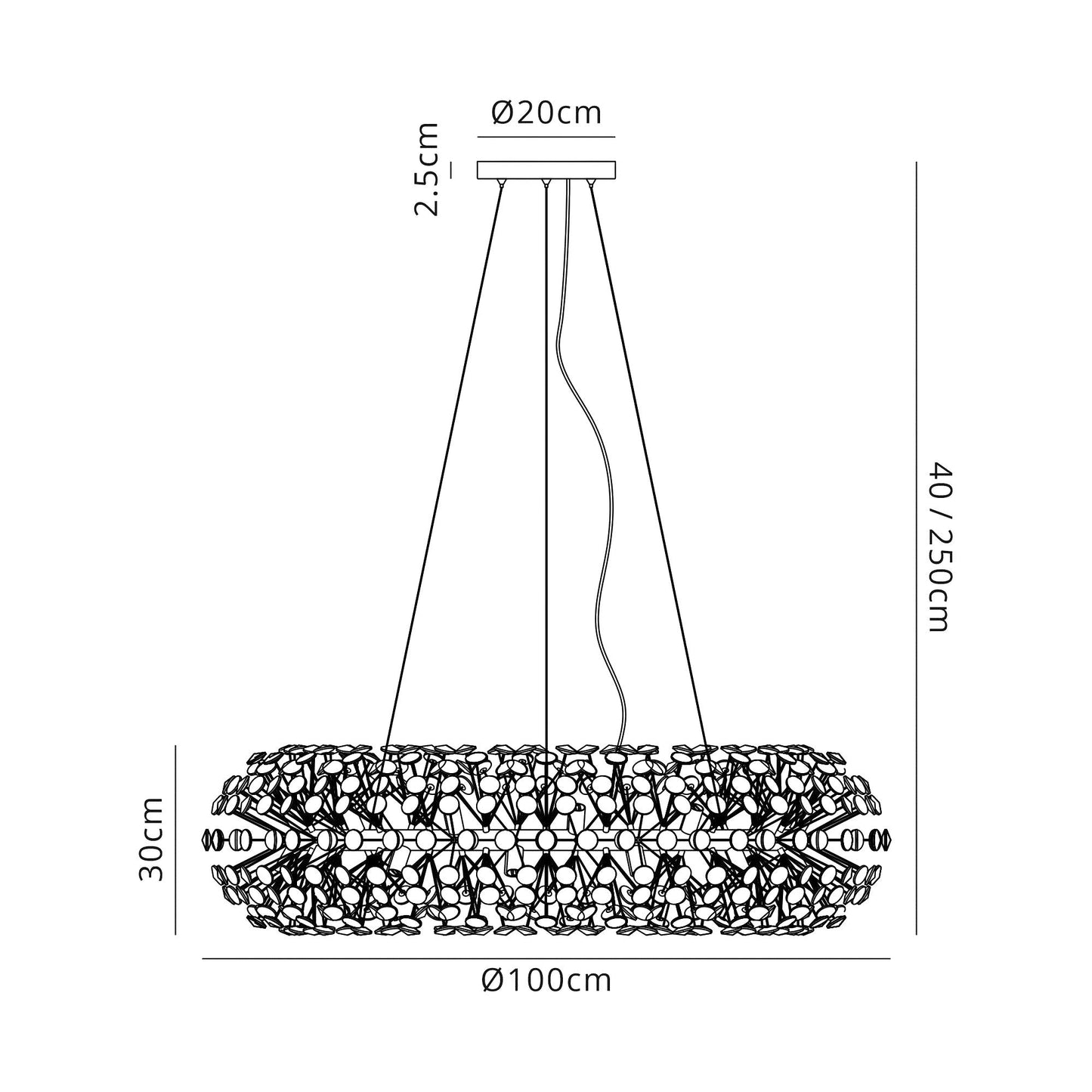 Prestbury Pendant 26 Light G9  French Gold and Crystal