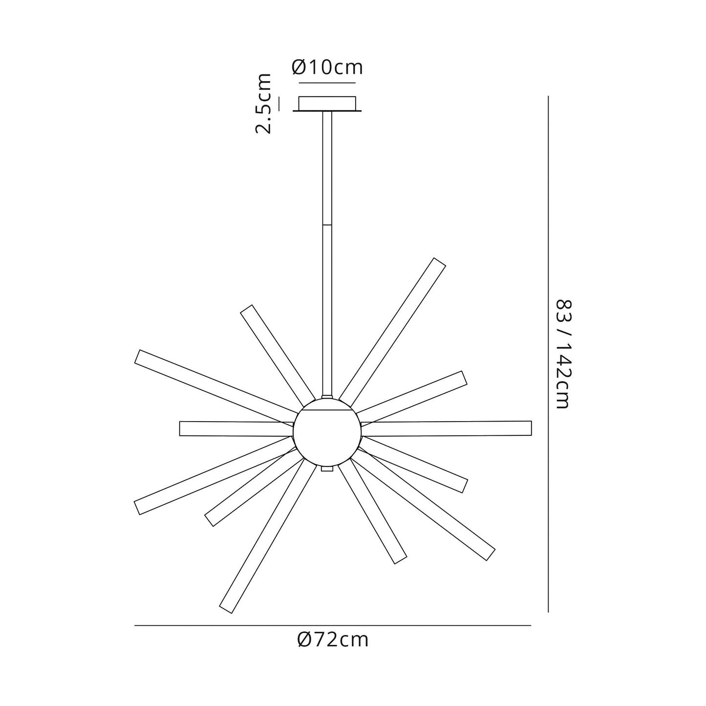 Sandiway Pendant 16 Light G9, Amber & Champagne and Polished Chrome