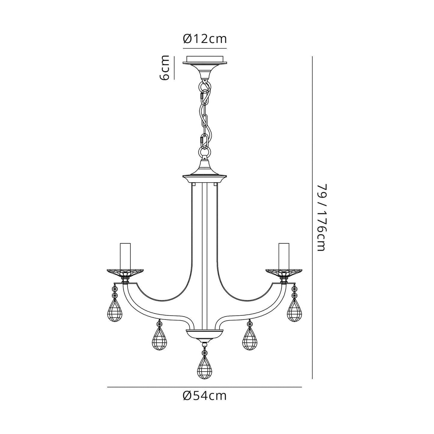 Lindop Pendant 3 Light E14 Polished Chrome and Satin Nickel and Clear Crystal