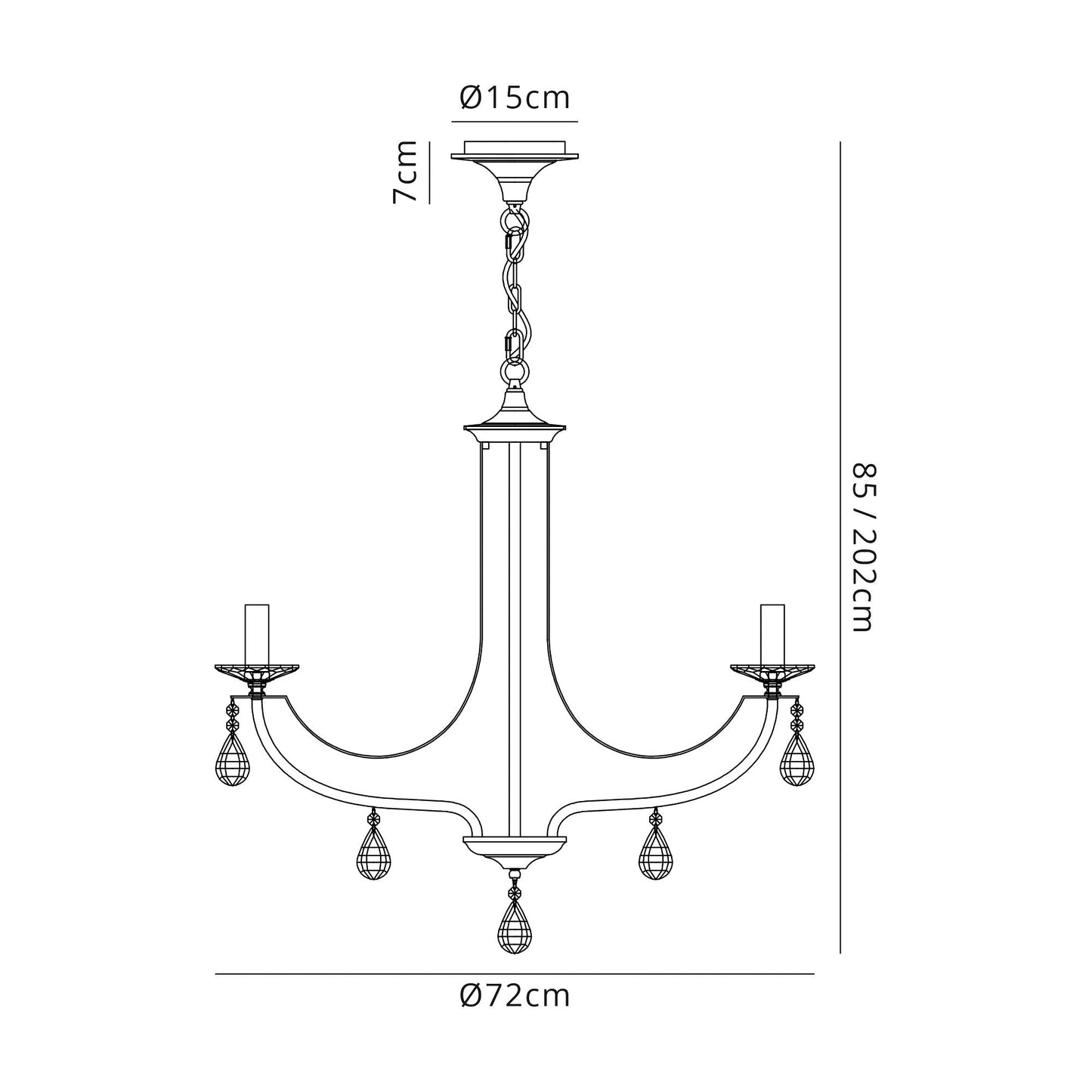 Lindop Pendant 8 Light E14 Polished Chrome and Satin Nickel and Clear Crystal
