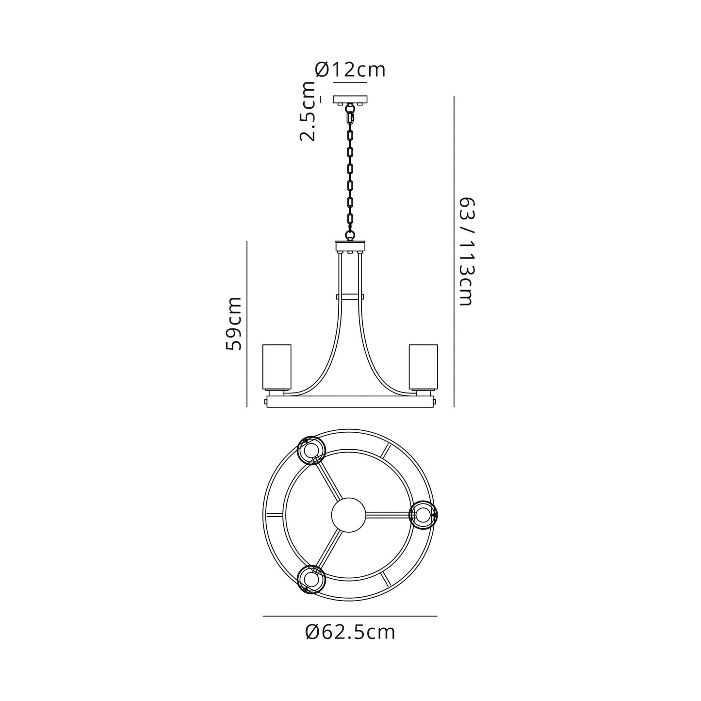 Roebuck Pendant 3 Light E27, Brown Oxide and Bronze With Clear Glass Shades
