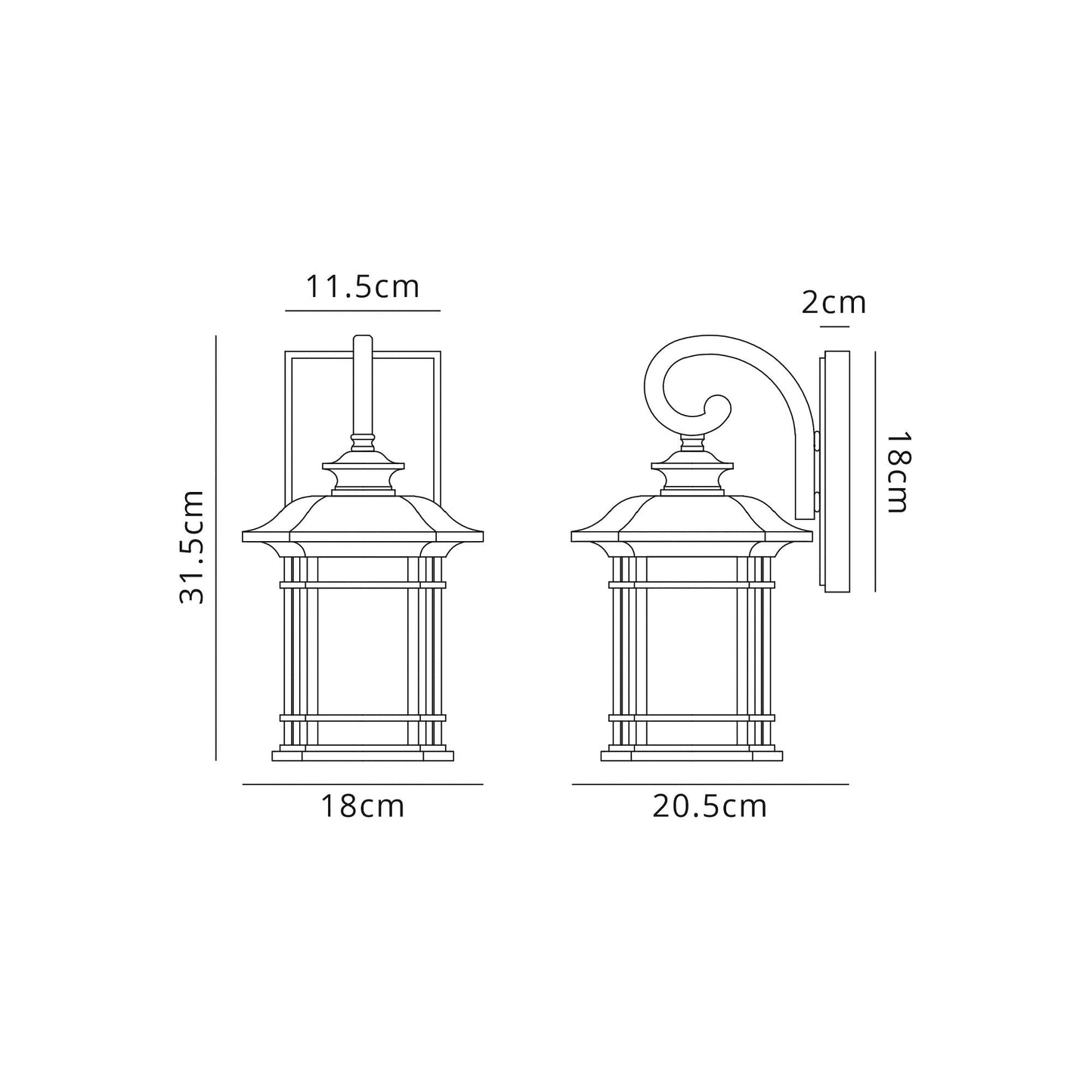 Allostock Small Wall Lamp, 1 x E27, Brushed Black Gold and Seeded Glass, IP54, 2yrs Warranty