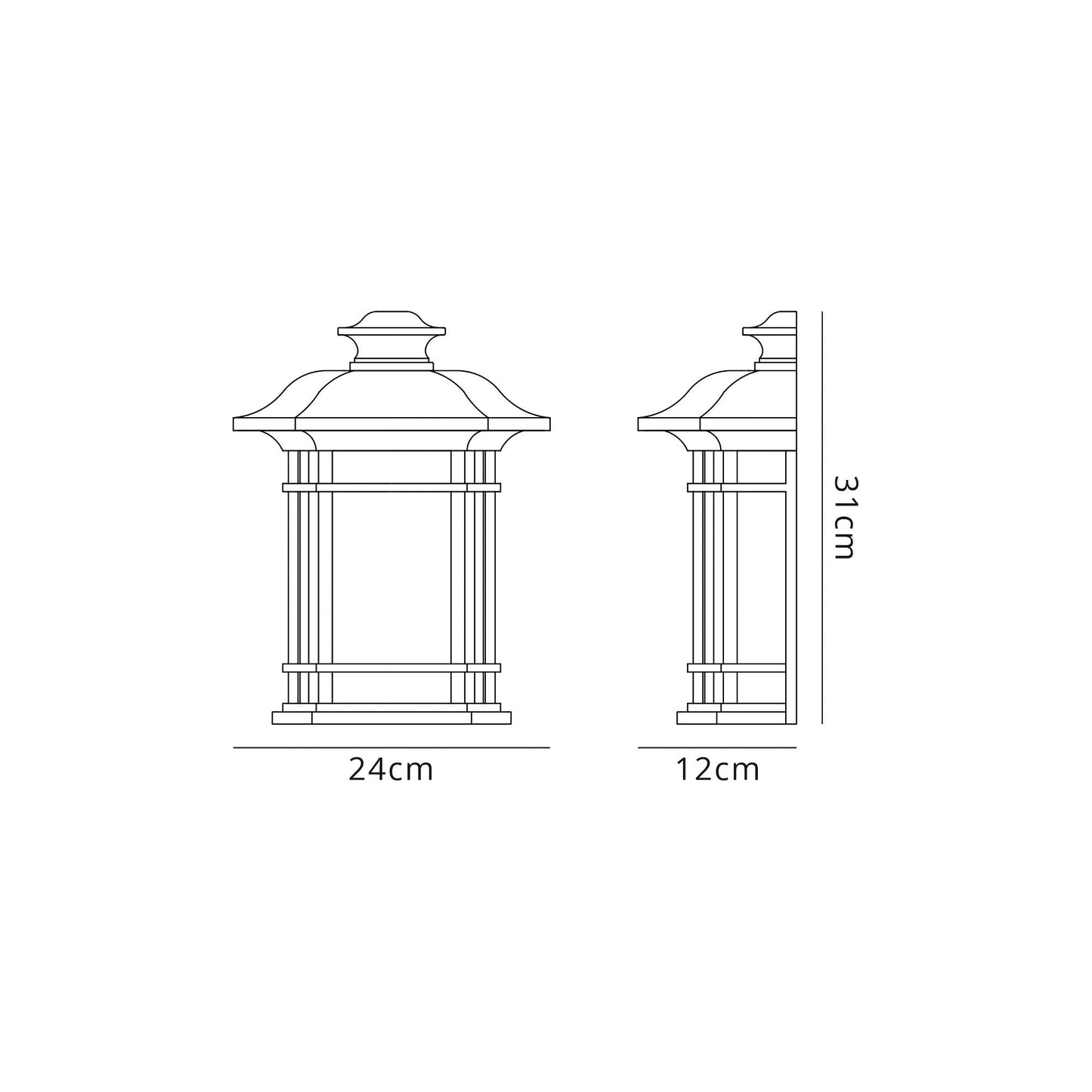 Allostock Half Wall Lamp, 1 x E27, Brushed Black Gold and Seeded Glass, IP54, 2yrs Warranty