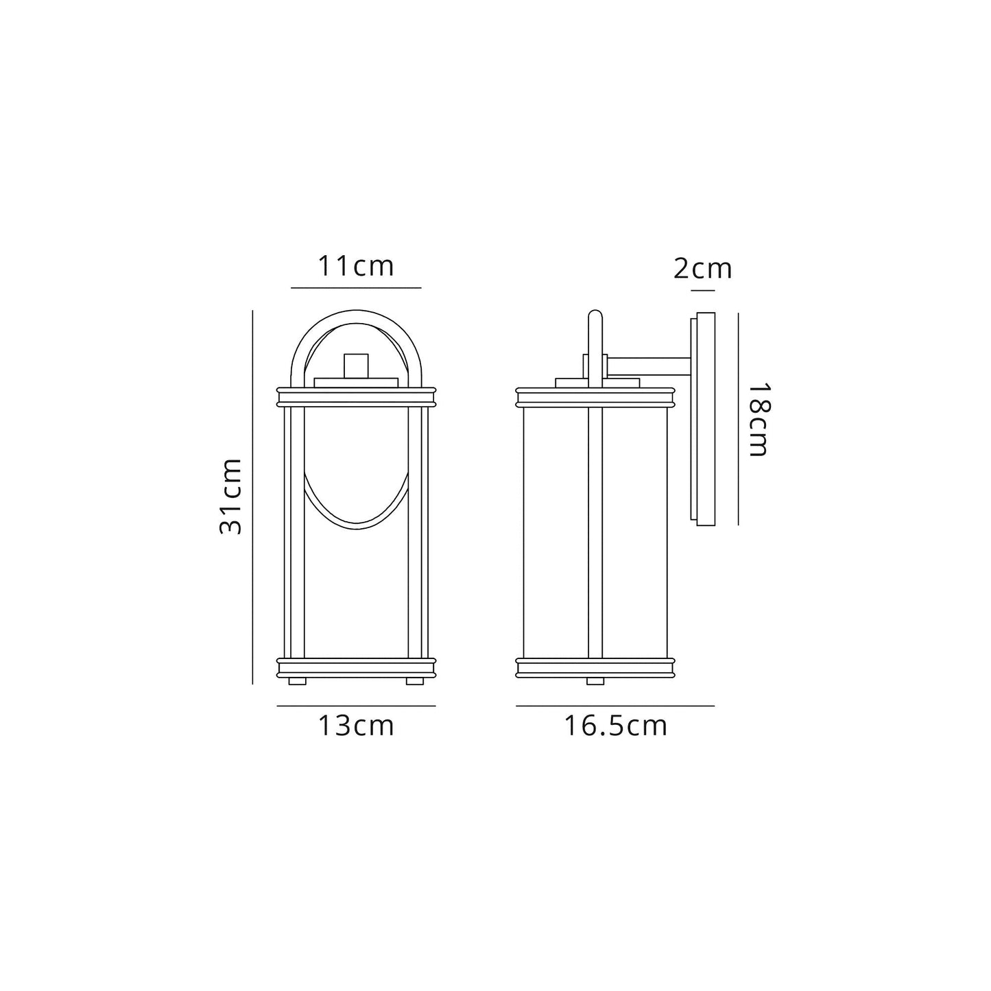 Hawthorne Small Wall Lamp, 1 x E27, Black & Gold and Clear Glass, IP54, 2yrs Warranty