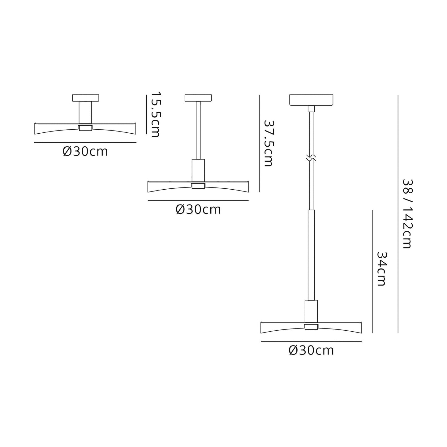 Woodford Single Pendant, 1 Light Adjustable E27, Wood Effect