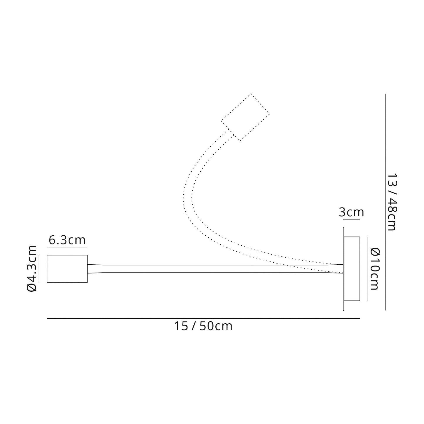 Moss Flexible Switched Wall Lamp, 1 Light E27 Satin White and Satin Nickel