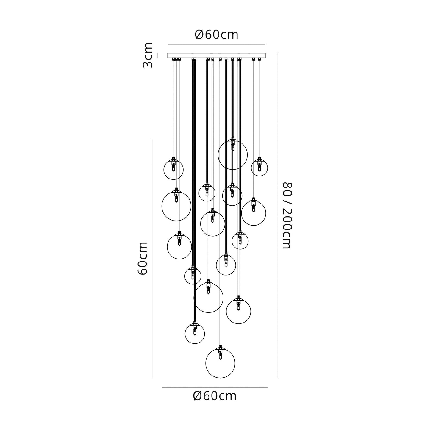 Stubbs Pendant, 16 x G9, Polished Chrome and Smoked Glass