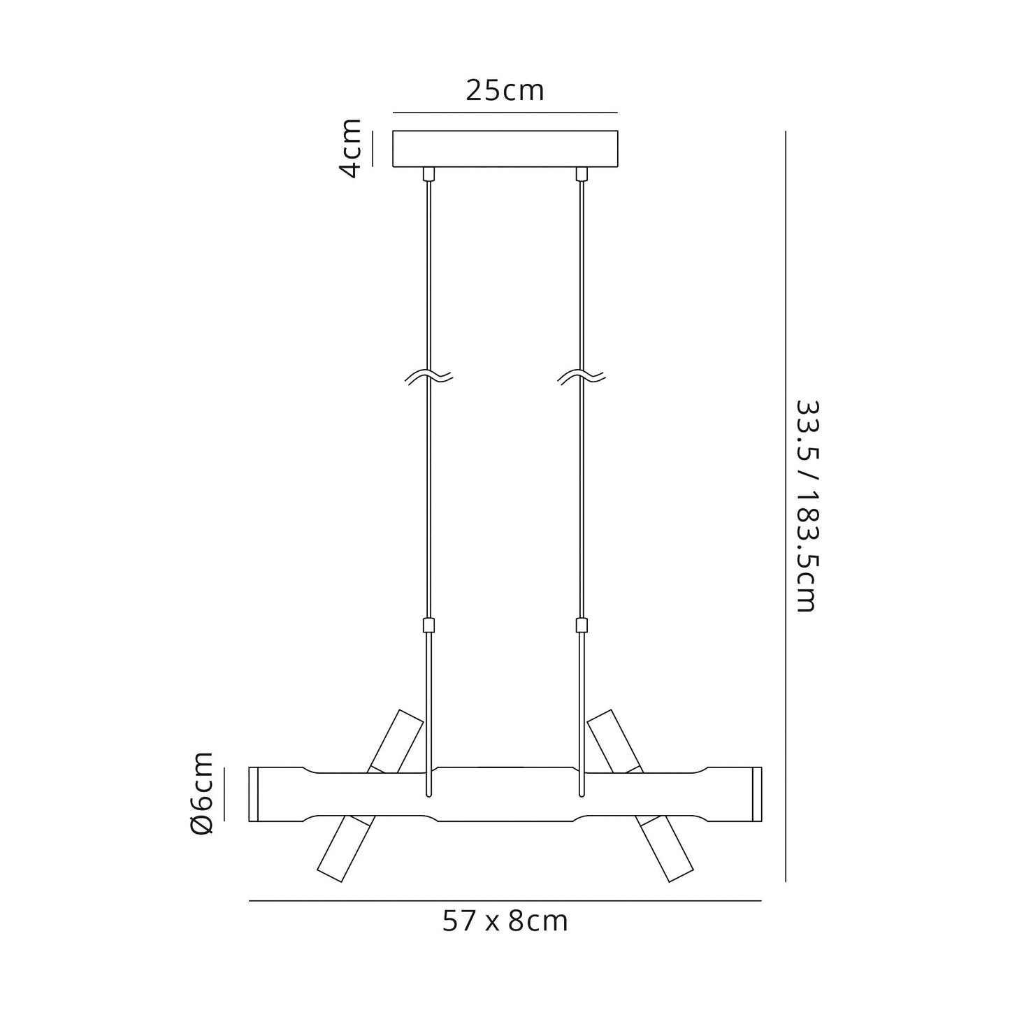 Hatchmere Linear Pendant , 4 x 2W LED, 3000K, 1120lm, Sand Black, Gold, 3yrs Warranty