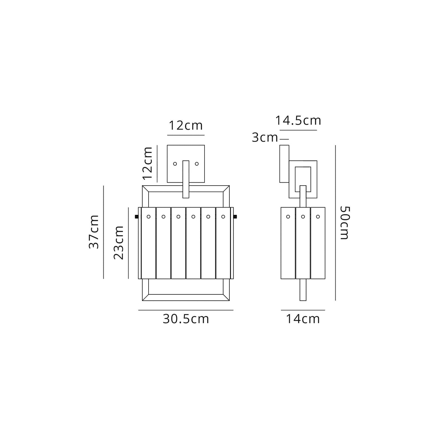Mobberley Wall Lamp, 2 Light E27, Matt Black and Crystal Sand Glass