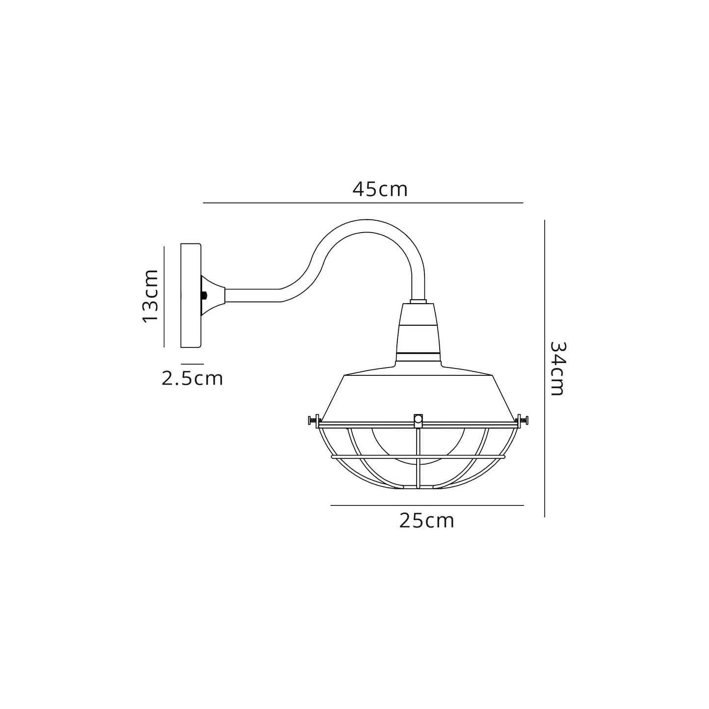 Sutton Wall Lamp, 1 Light E27, IP65, Matt Black and Antique Brass, 2yrs Warranty