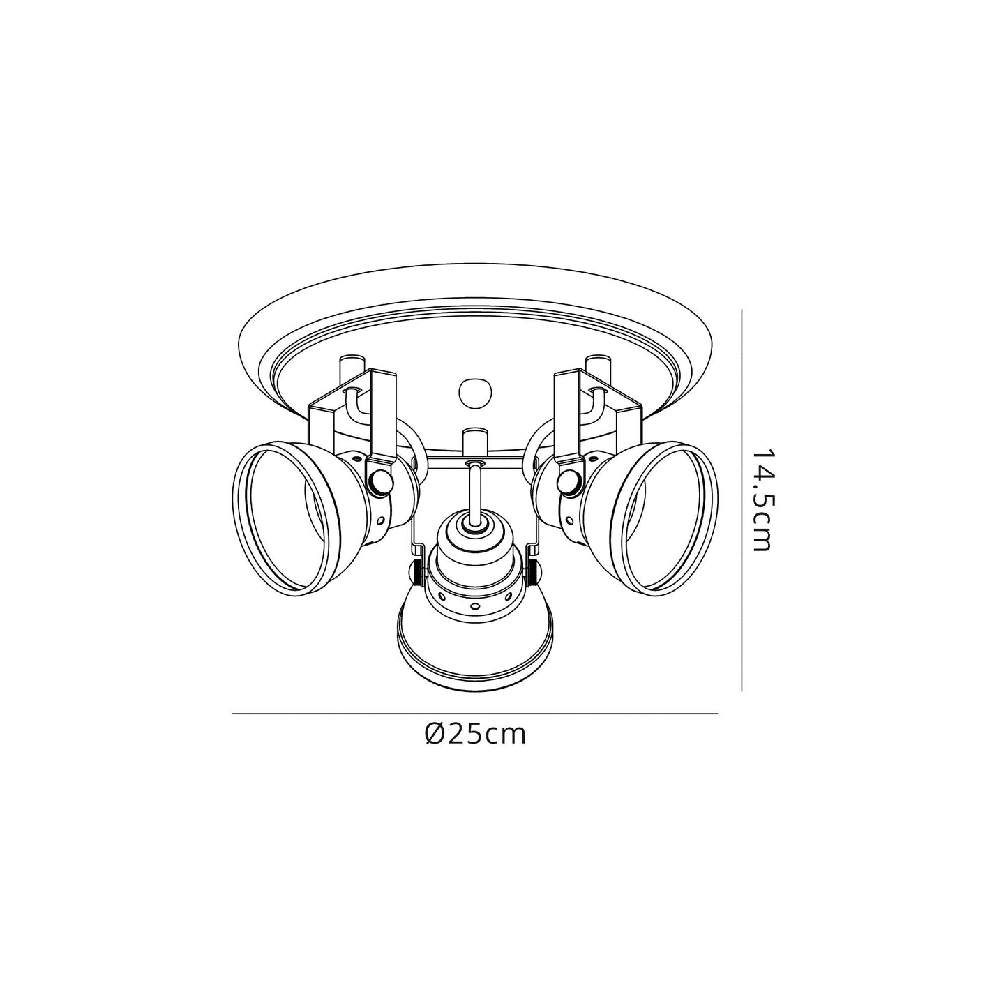 Mossrose Adjustable Round Spotlight, 3 x GU10 Max 10W LED, Matt Grey and Polished Chrome