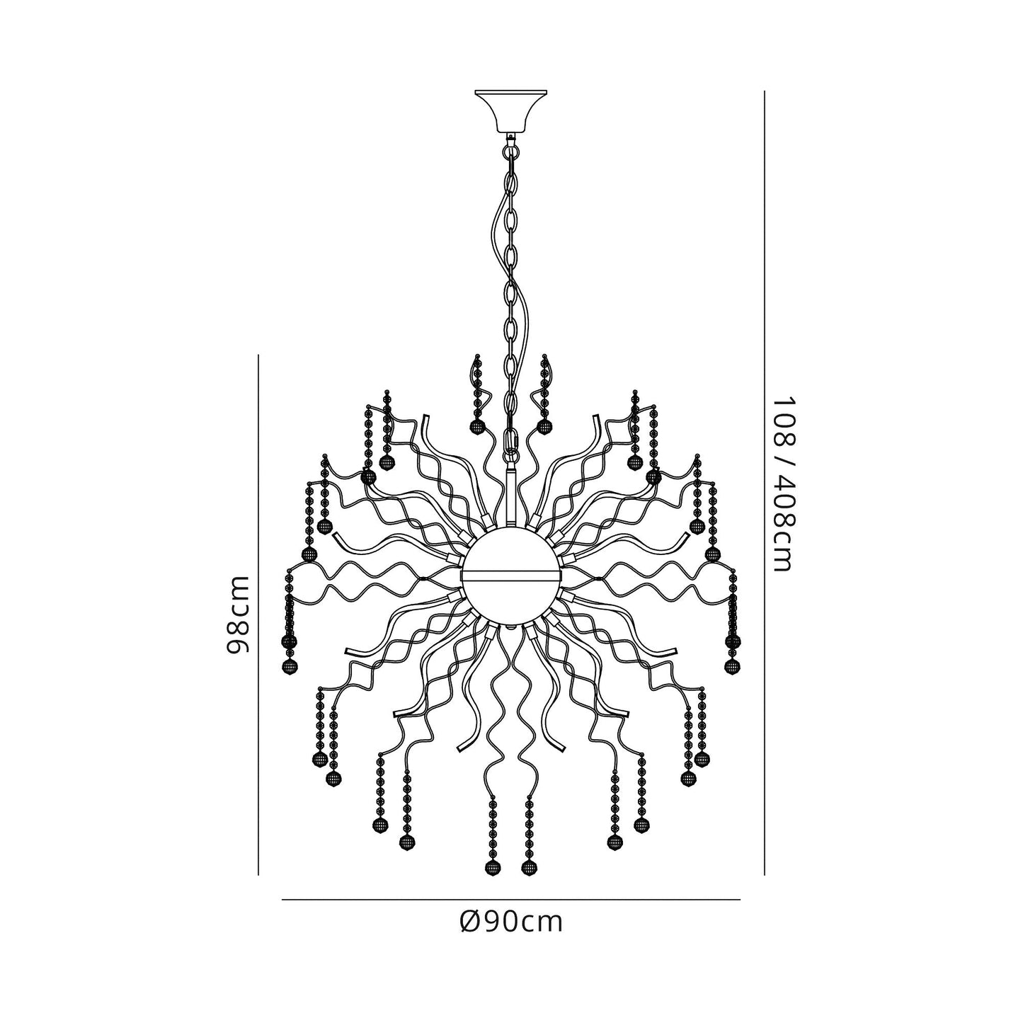 Kerridge Dimmable Pendant, 30 x 2.4W LED, 3000K, 5650lm, Polished Chrome, 3yrs Warranty