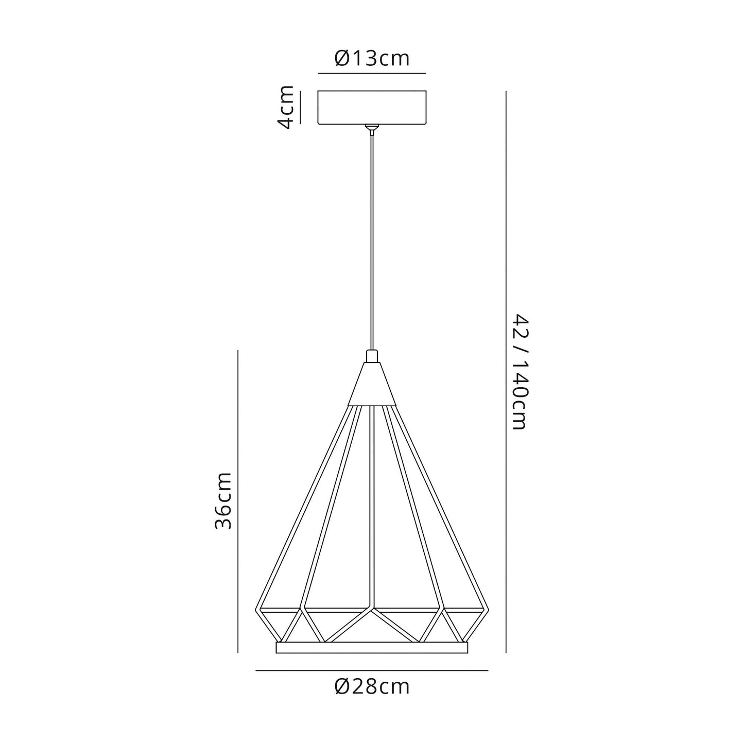 Tarvin Small Diamond Pendant, 1 x 8W LED, 3700K, Matt Grey, 3yrs Warranty