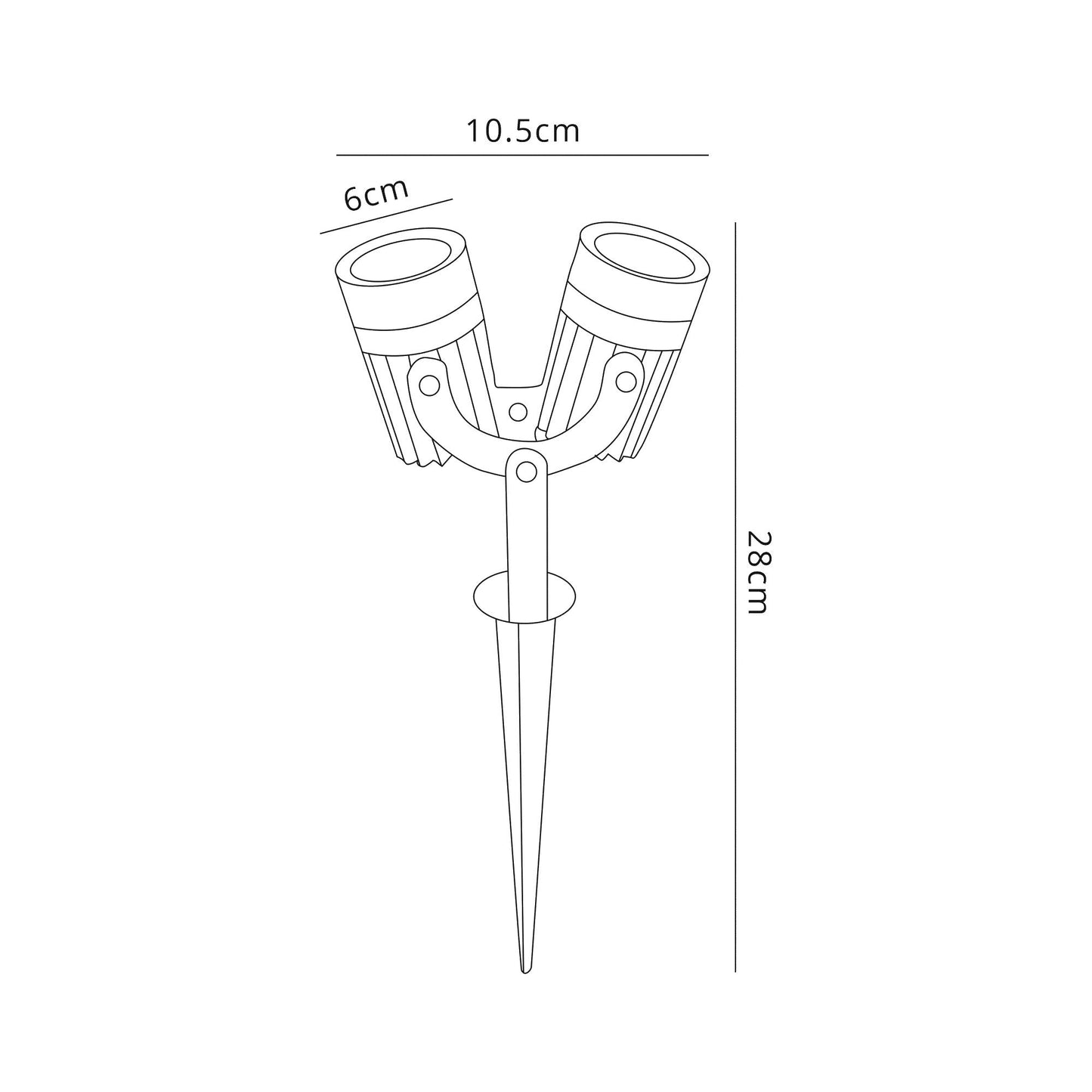 Nant Twin Spike and Wall Light, 2 x 3W LED, 3000K, 420lm, 30 Degree, IP65, Grey and Black, c and w 2m Cable, 3yrs Warranty