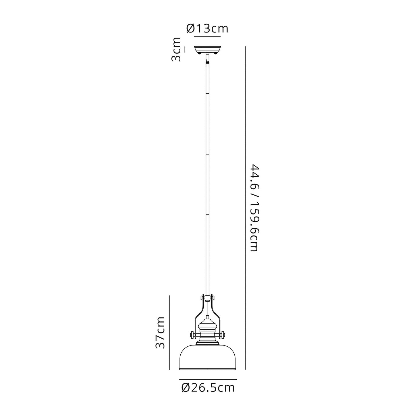 Stanley 1 Light Pendant E27 With 26.5cm Prismatic Glass Shade, Polished Nickel and Clear