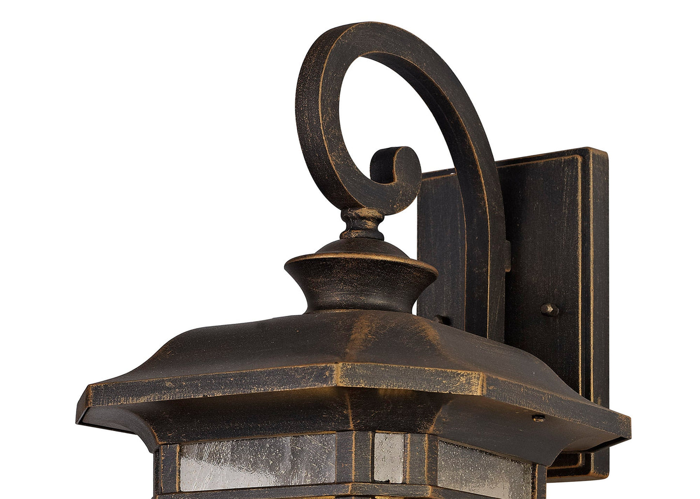 Allostock Large Wall Lamp, 1 x E27, Brushed Black Gold and Seeded Glass, IP54, 2yrs Warranty