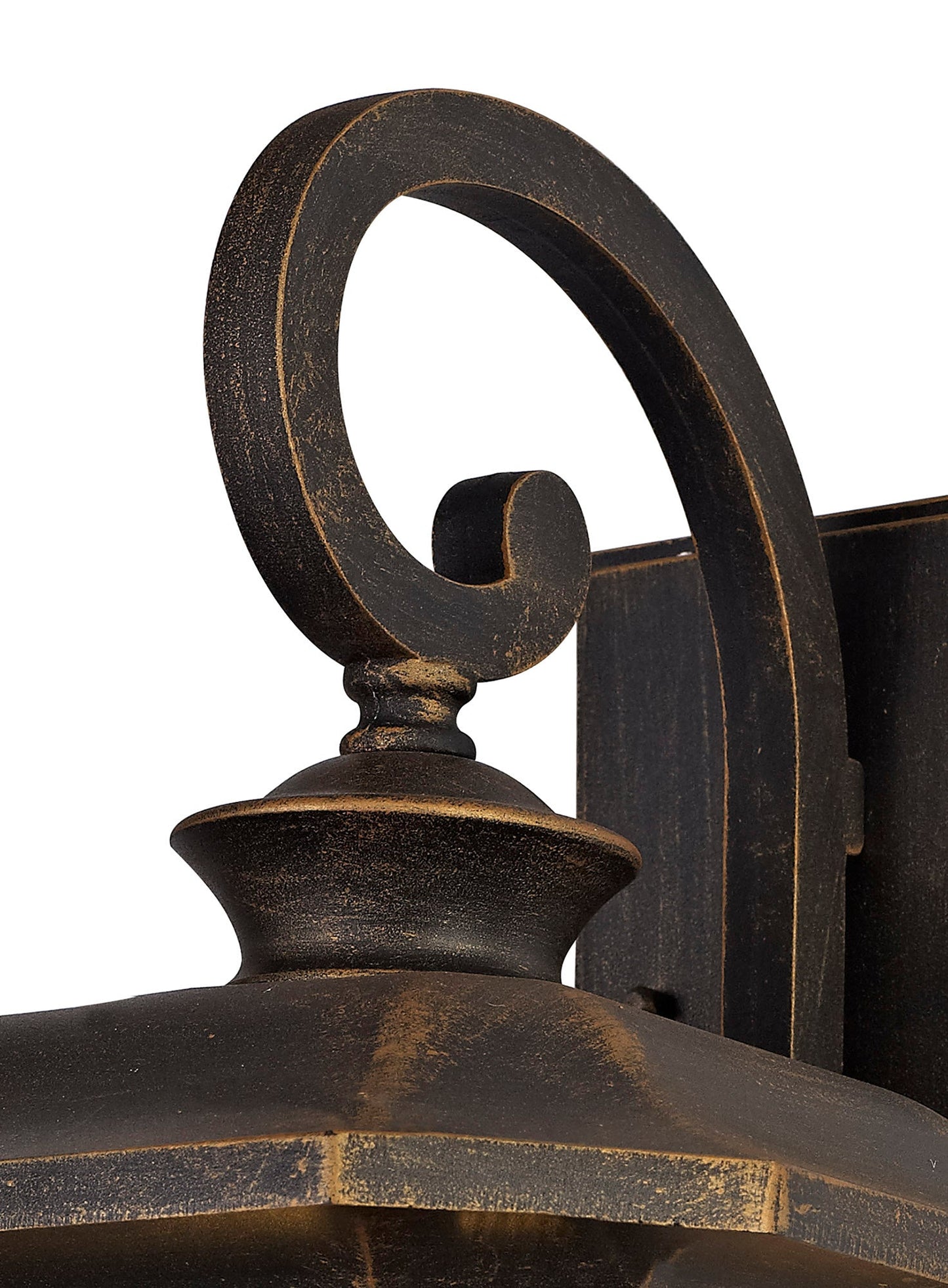 Allostock Large Wall Lamp, 1 x E27, Brushed Black Gold and Seeded Glass, IP54, 2yrs Warranty