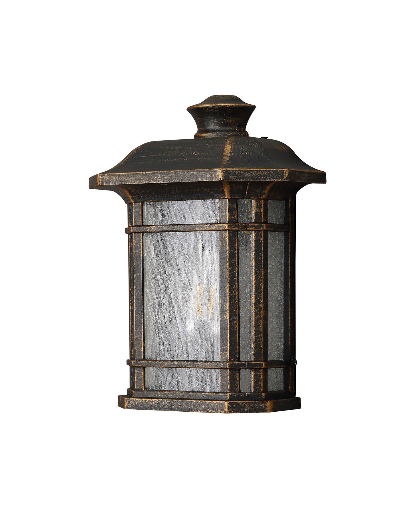 Allostock Half Wall Lamp, 1 x E27, Brushed Black Gold and Seeded Glass, IP54, 2yrs Warranty