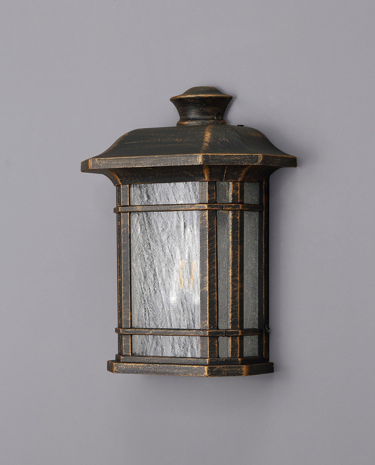Allostock Half Wall Lamp, 1 x E27, Brushed Black Gold and Seeded Glass, IP54, 2yrs Warranty