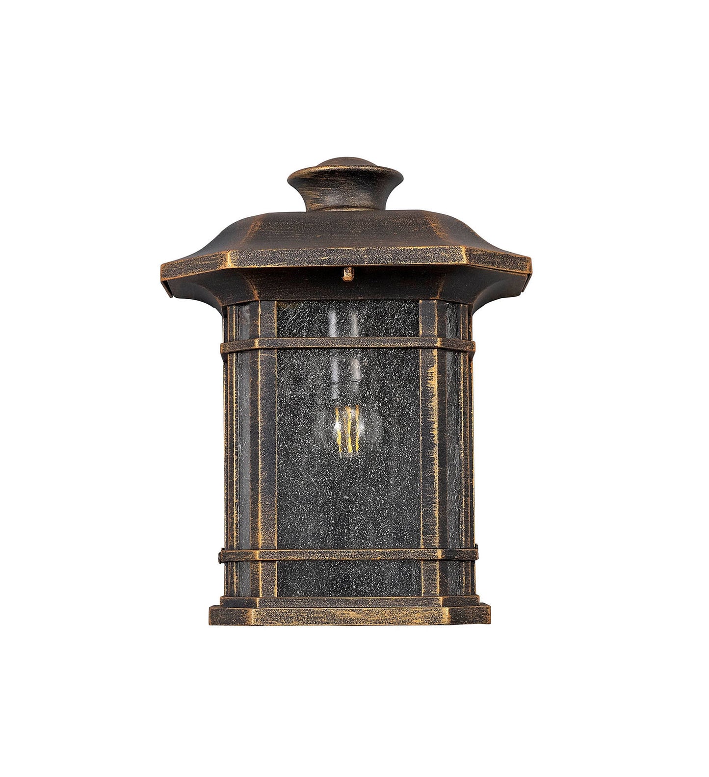 Allostock Half Wall Lamp, 1 x E27, Brushed Black Gold and Seeded Glass, IP54, 2yrs Warranty