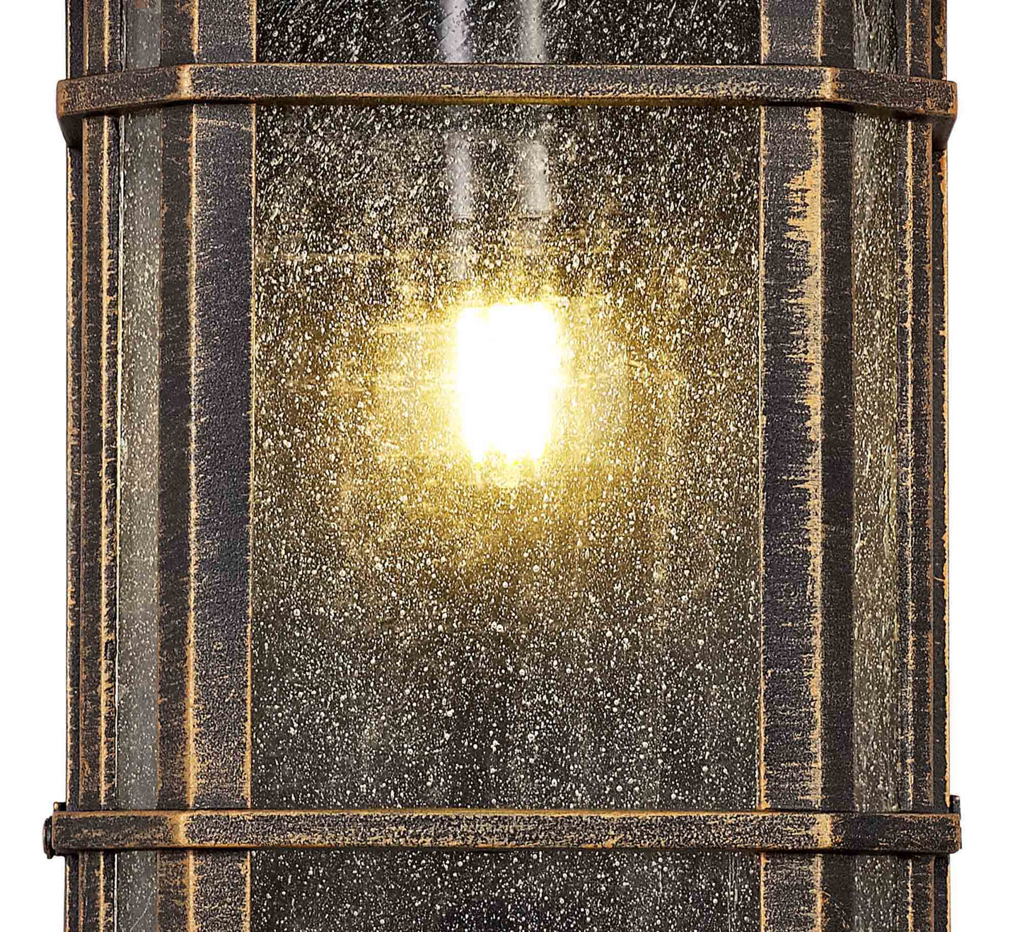 Allostock Half Wall Lamp, 1 x E27, Brushed Black Gold and Seeded Glass, IP54, 2yrs Warranty
