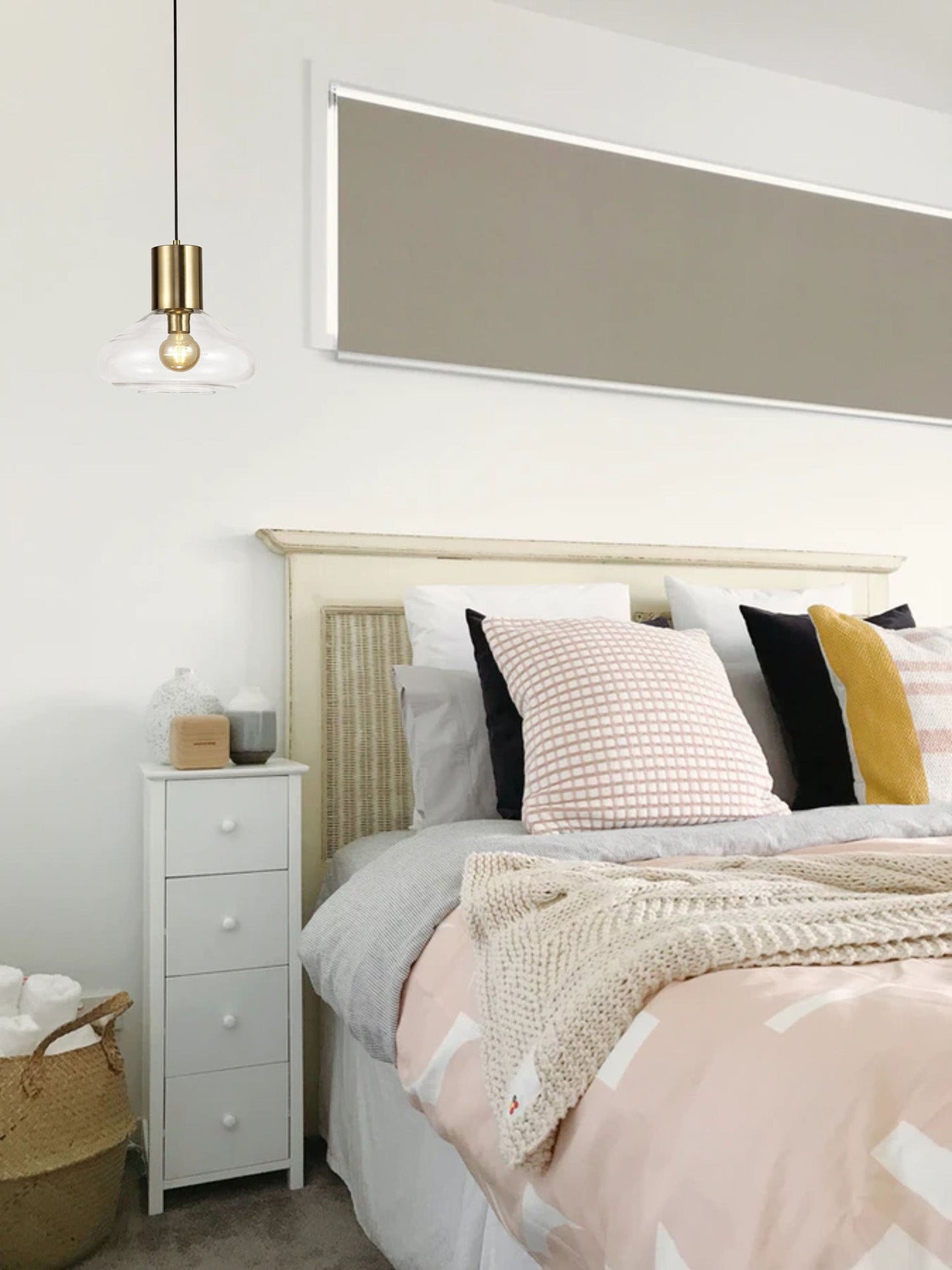 Annis Wide Pendant, 1 x E27, Ancient Brass and Clear Glass