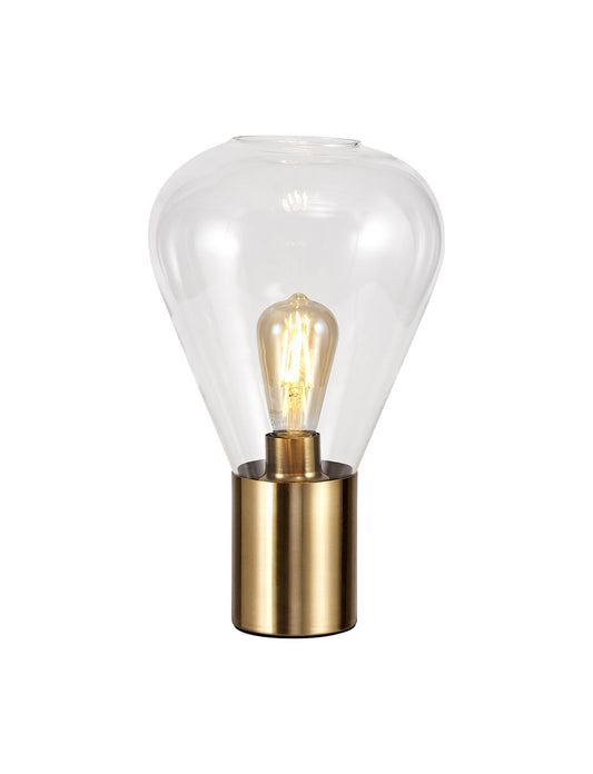 Annis Narrow Table Lamp, 1 x E27, Ancient Brass and Clear Glass