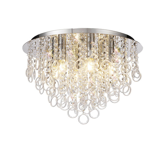 Apsley Ceiling, 6 Light E14, Polished Chrome and Crystal