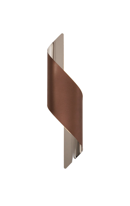 Arley Wall Lamp Large, 1 x 8W LED, 3000K, 640lm, Satin Brown and Polished Chrome, 3yrs Warranty 2