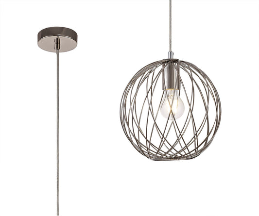 Ashley Sphere Pendant, 1 x E27, Polished Nickel 2