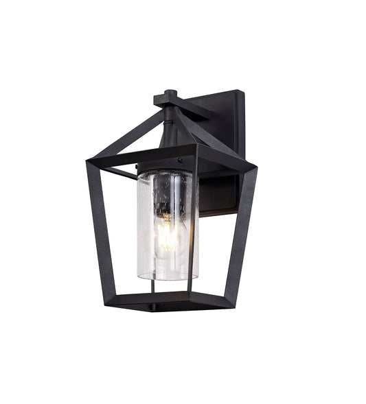 Bach Down Wall Lamp, 1 x E27, IP54, Anthracite and Clear Rain Drop Effect Glass, 2yrs Warranty