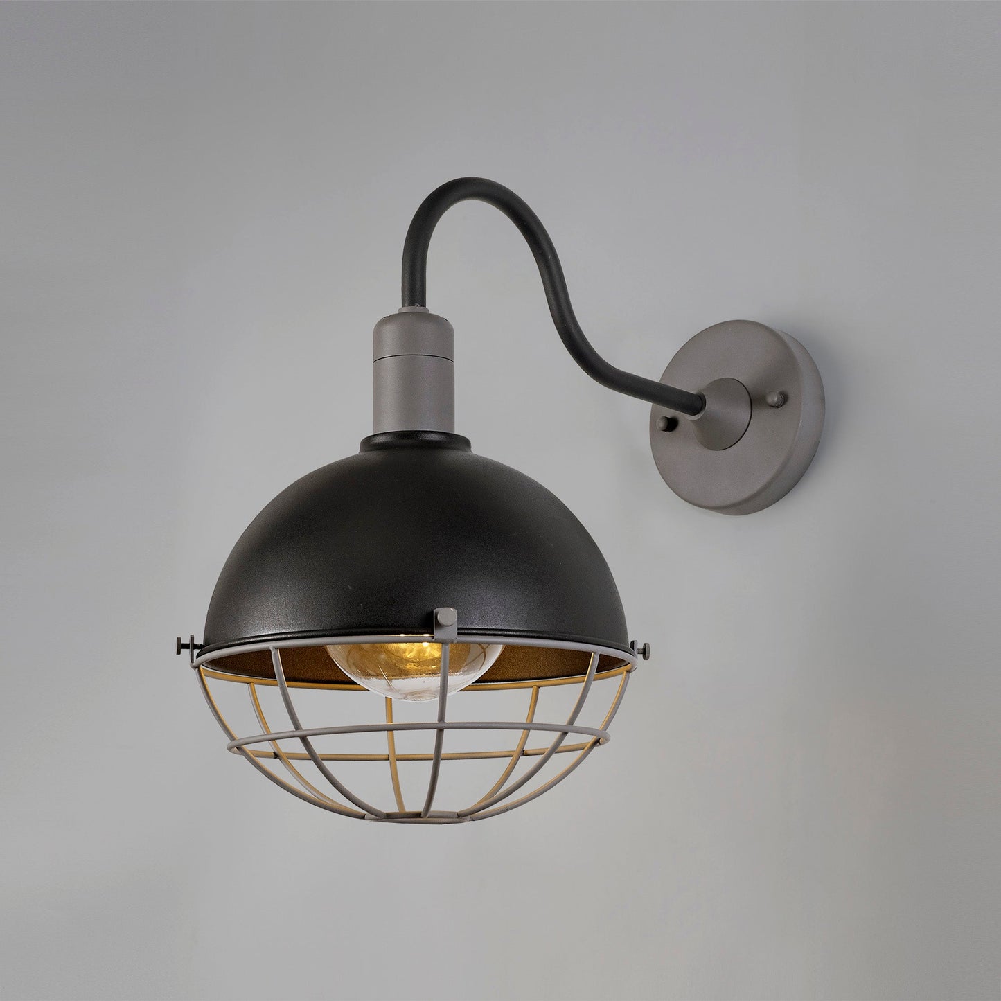Bankhall Wall Lamp, 1 Light E27, IP65, Matt Black and Grey, 2yrs Warranty