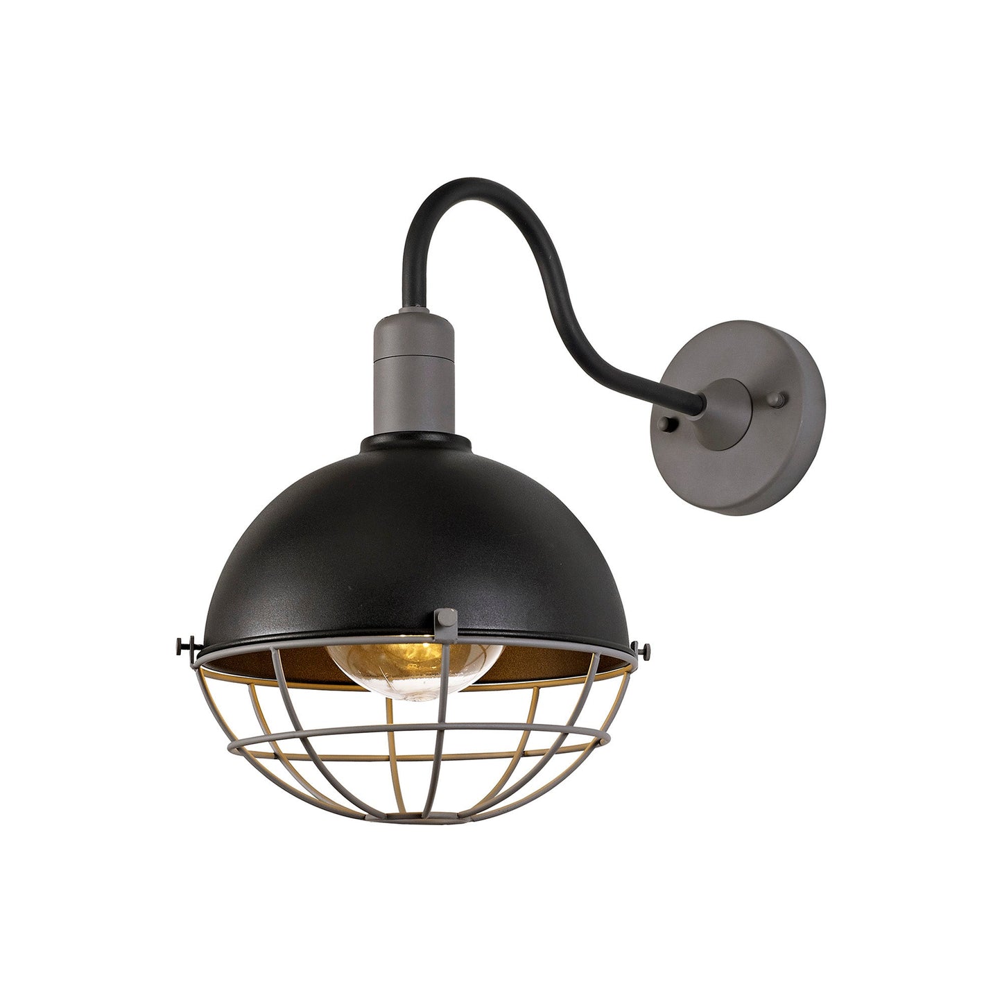 Bankhall Wall Lamp, 1 Light E27, IP65, Matt Black and Grey, 2yrs Warranty